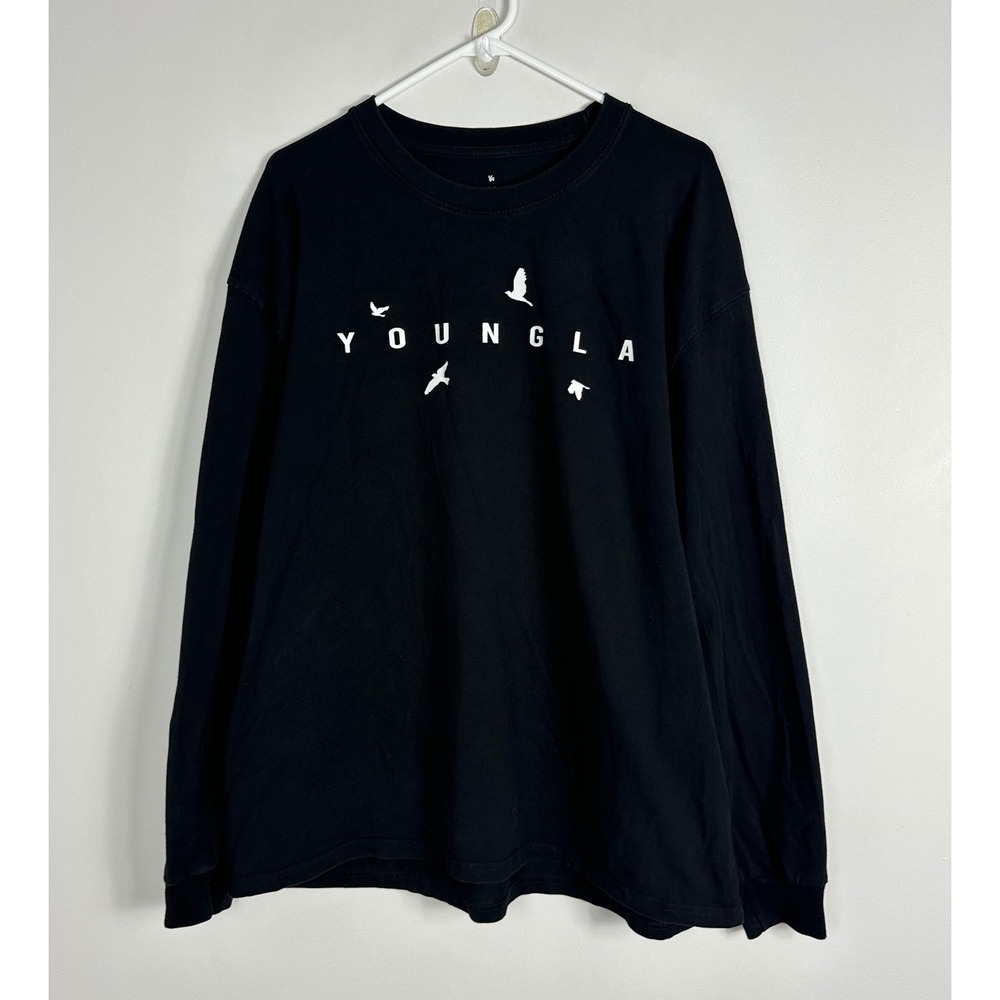 YoungLA Mens Long Sleeve XL Black Graphic Bird Print Tee T-Shirt YLA2269 Bird